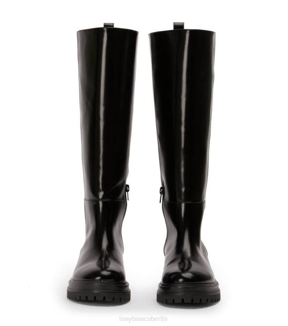 kniehohe Stiefel| de Tony Bianco Frauen Gummistiefel aus Kalbsleder Schwarz hochglänzend 4624400